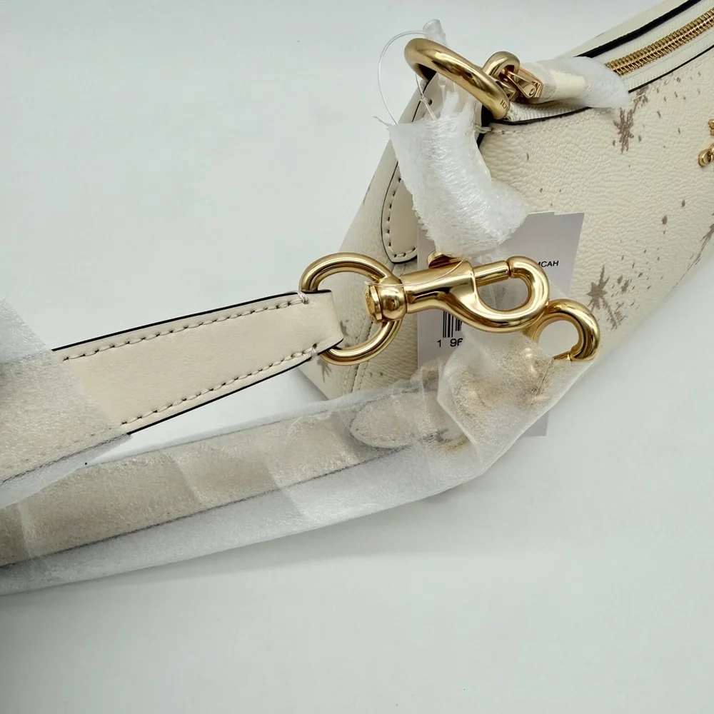 Coach Charlotte Shoulder Bag With Star Print Chalk Gold